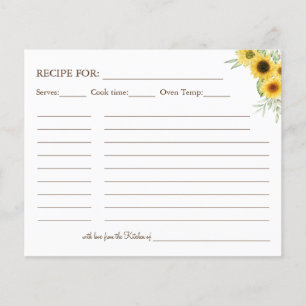 Sunflower greenery Recipe card