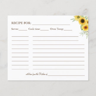 Sunflower greenery Recipe card