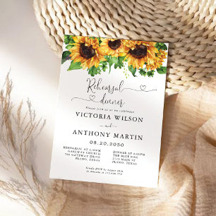 Sunflower Greenery Rehearsal Dinner Invitation