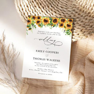 Sunflower Greenery Wedding Invitation