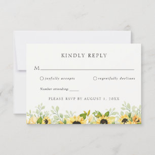 Sunflower Greenery Wedding RSVP Response Invitation