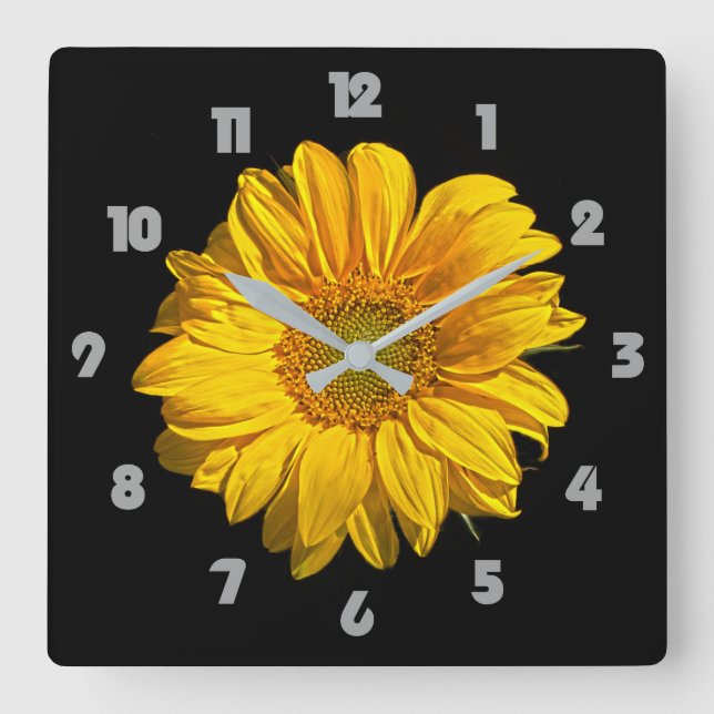 Sunflower Grey Fat Numbers wc Square Wall Clock (Front)