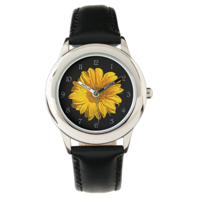 Sunflower Grey Script Numbers Kids Watch (Front)