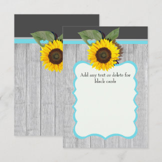 Sunflower Grey wood teal blue Rustic Wedding Invitation
