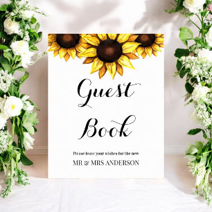 Sunflower Guest Book Wedding Sign Floral Poster