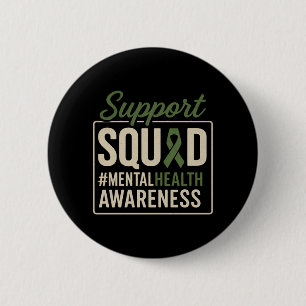 Sunflower Hair Tee Support Squad Mental Health 6 Cm Round Badge