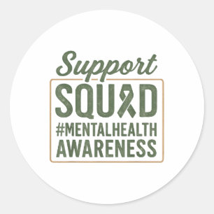 Sunflower Hair Tee Support Squad Mental Health Awa Classic Round Sticker