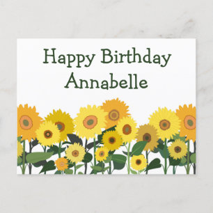 Sunflower Happy Birthday Beautiful Personalised Postcard