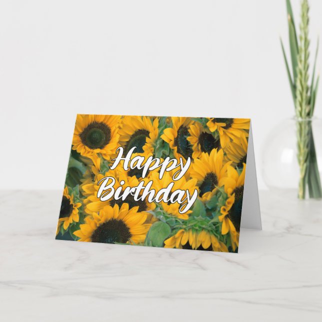 Sunflower Happy Birthday Beautiful Photograph Card (Front)