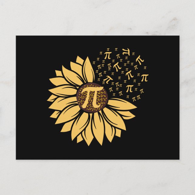 Sunflower Happy Pi Day Postcard (Front)