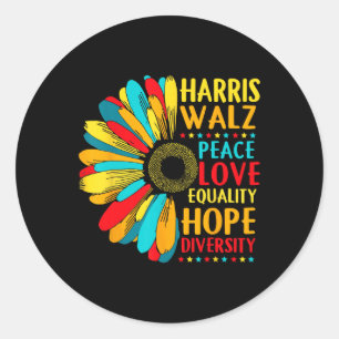 Sunflower Harris-wheimer 2024 Peace Lgbt Harris-w  Classic Round Sticker