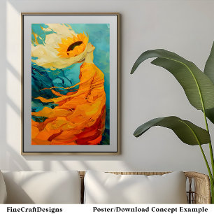 Sunflower Hat Modern Unique Unusual Painting B8R Poster