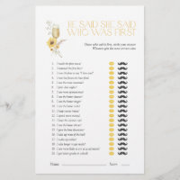 Sunflower He Said She Said Boho Bridal Shower Game