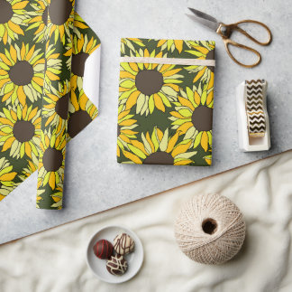 Sunflower head flower wrapping paper