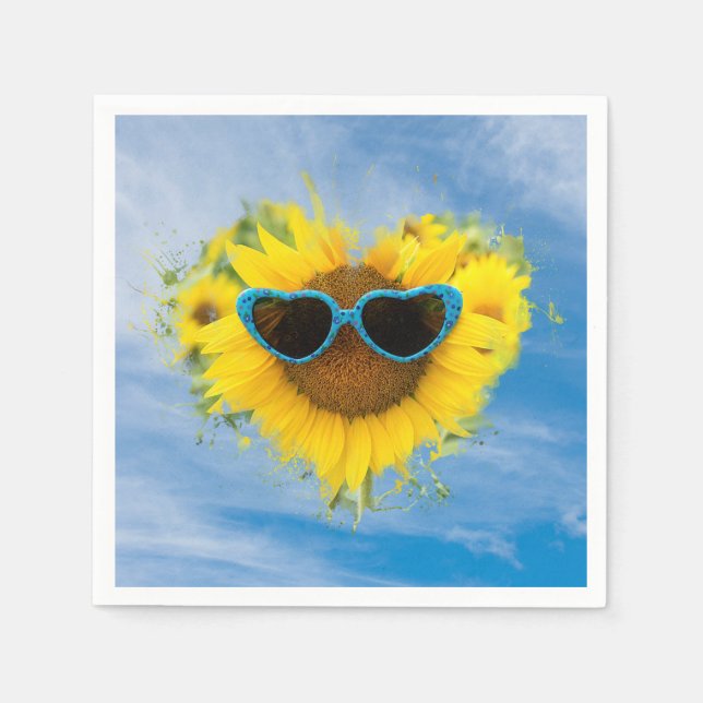Sunflower Heart Abstract on Sky  Napkin (Front)