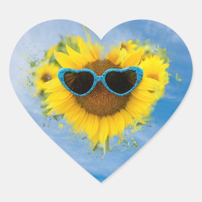 Sunflower Heart Abstract on Sky   Sticker (Front)