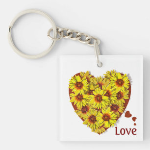 Sunflower Heart Acrylic Keychain