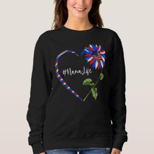 Sunflower Heart American Nana Life Usa Flag 4th Of Sweatshirt