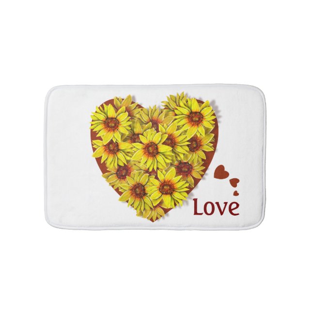 Sunflower Heart Bath Mat (Front)
