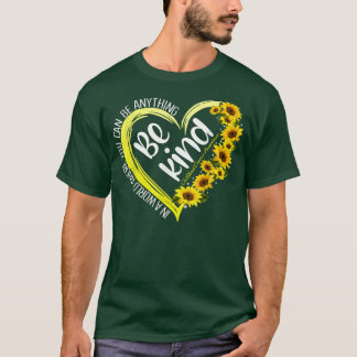 Sunflower Heart Be Kind Gold Childhood Cancer Awar T-Shirt