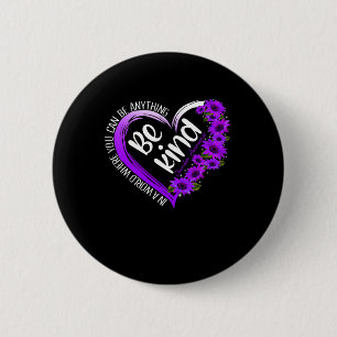 Sunflower Heart Be Kind Purple Overdose Awareness  6 Cm Round Badge