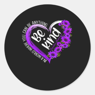 Sunflower Heart Be Kind Purple Overdose Awareness  Classic Round Sticker