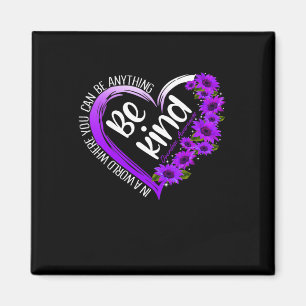 Sunflower Heart Be Kind Purple Overdose Awareness  Magnet
