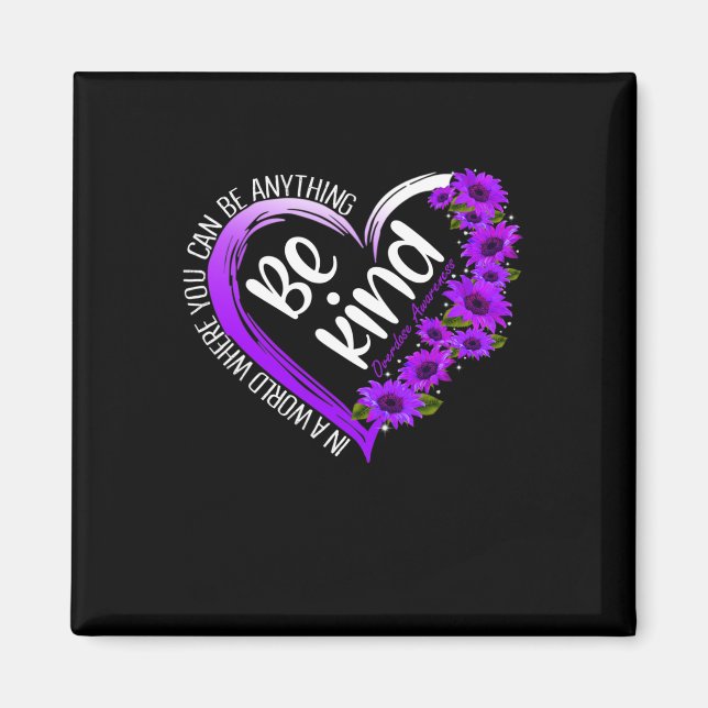 Sunflower Heart Be Kind Purple Overdose Awareness  Magnet (Front)
