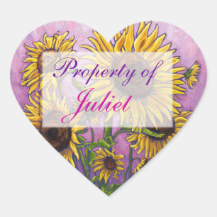 Sunflower Heart Book Stickers