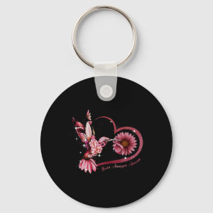 Sunflower Heart Burgundy Ribbon Brain Aneurysm Key Ring