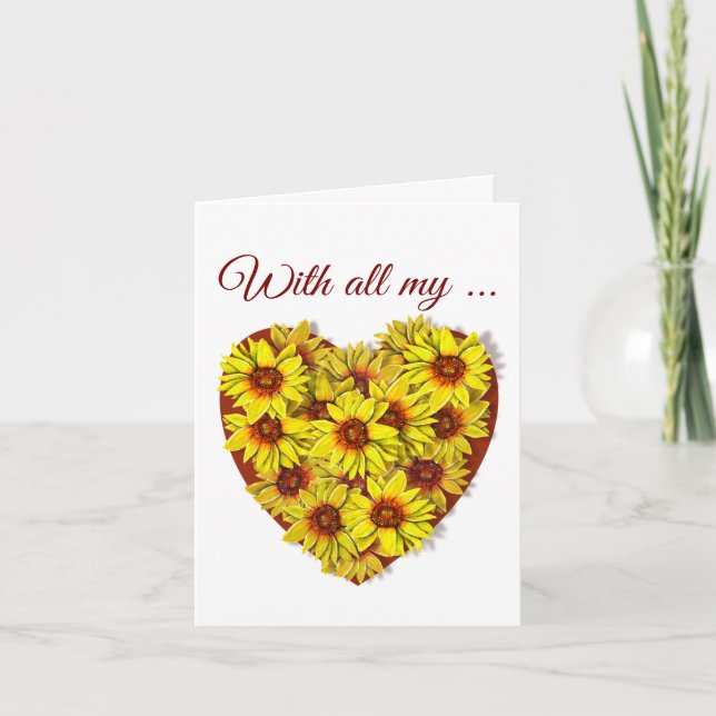 Sunflower Heart Folded Greeting Card (Front)