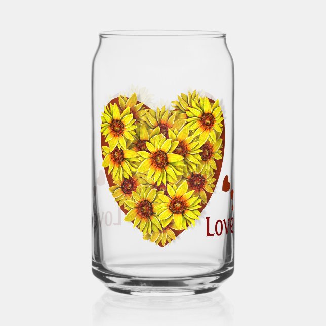 Sunflower Heart Glass - Can Shaped (Front)