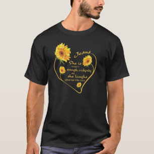 Sunflower Heart Jesus  Christian Bible Verse Relig T-Shirt