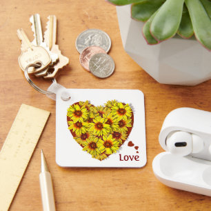 Sunflower Heart Keychain