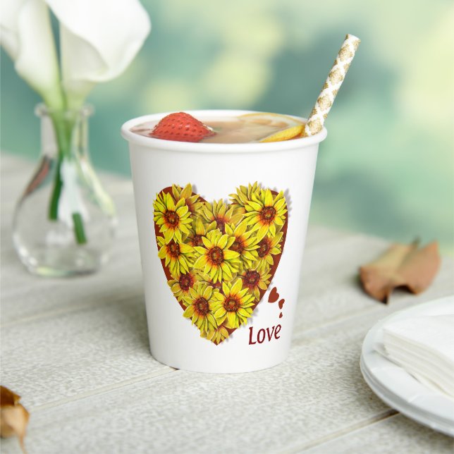Sunflower Heart Paper Cup (Insitu)