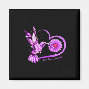 Sunflower Heart Purple Ribbon Overdose Awareness  Magnet