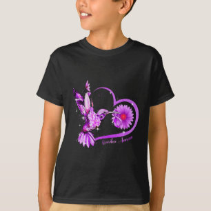 Sunflower Heart Purple Ribbon Overdose Awareness  T-Shirt