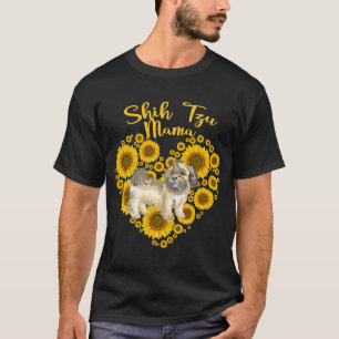 Sunflower Heart Shih Tzu Mama Mother's Day T-Shirt
