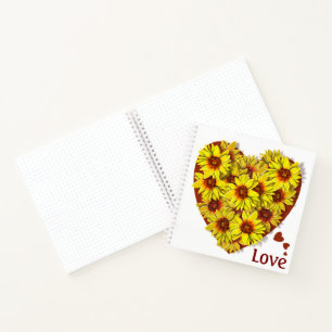 Sunflower Heart Spiral Notebook