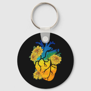 Sunflower Heart Ukraine Ukrainian Flag Stand With  Key Ring