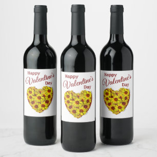 Sunflower Heart Valentine's Day Beverage Label Set