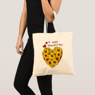 Sunflower Heart Valentine's Day Tote Bag