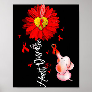 Sunflower Heart Warrior Red Elephant Heart Disease Poster