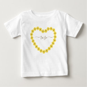 Sunflower Heart With Custom Name Baby T-Shirt