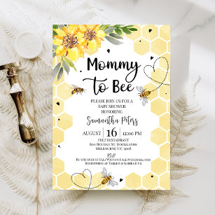 Sunflower Hearts Mommy to Bee Baby Shower Invitation