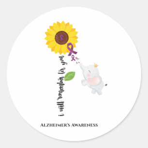 Sunflower Heimerheimer Awareness I Will Remember F Classic Round Sticker