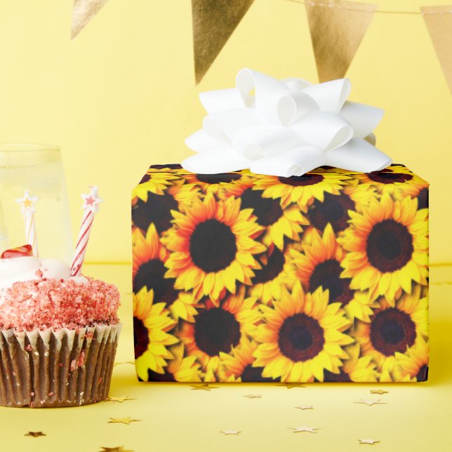 Sunflower Helianthus elegant floral Wrapping Paper (Birthday Party)