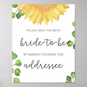 Sunflower help the busy bride Address  Poster