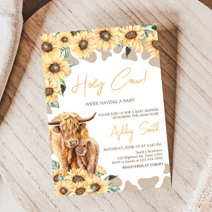 Sunflower Highland Cow Baby Shower Invitation