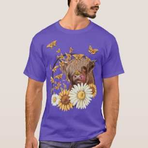Sunflower Highland Cow Butterflies Western Country T-Shirt